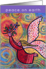 Peace on Earth Whimsical Christmas Angel card