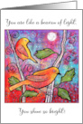 Yellow Bird Beacon of Light under the Moon Friendship card