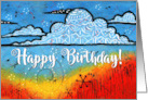 Whimsical Clouds Fun Colorful Joyful Happy Birthday card