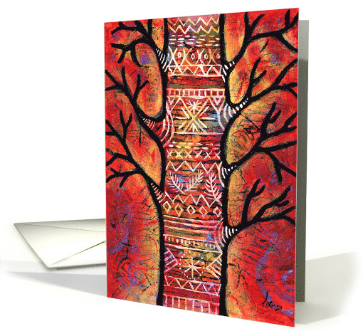 Red Spirit Tree with Patterned Tattoos card (1368738)