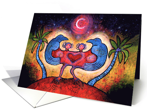 Magical Birds Twin Sisters Birthday card (1725046)