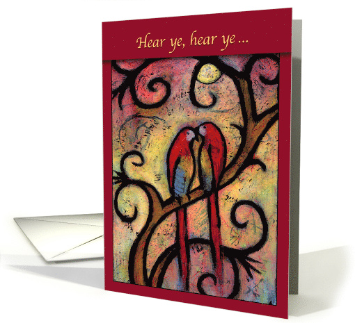 Elopement Announcement Parrot Bird Couple in Tree card (1725296)
