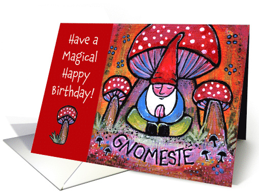 Yoga Gnome Magical Peaceful Happy Birthday card (1726548)