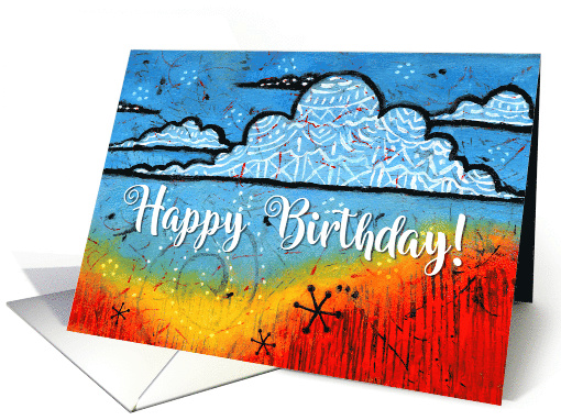 Whimsical Clouds Fun Colorful Joyful Happy Birthday card (1822030)