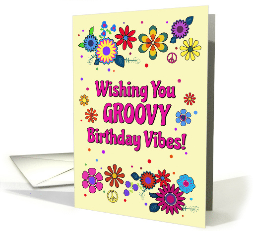 Whimsical Groovy Birthday Vibes Flower Power card (1826180)