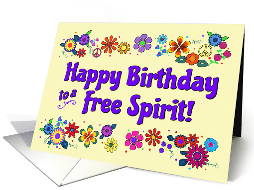 Whimsical Free Spirit Birthday Vibes Flower Power card (1826184)
