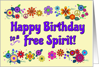 Whimsical Free Spirit Birthday Vibes Flower Power card