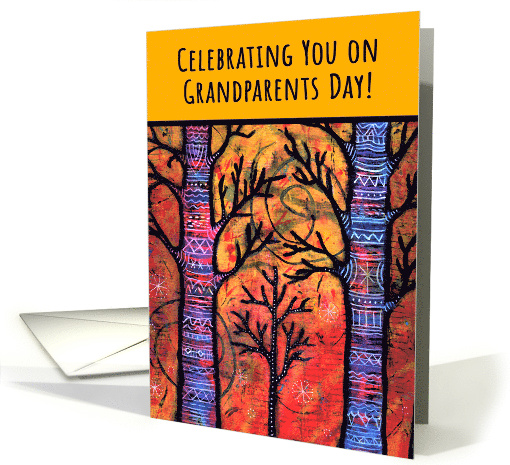 Colorful Celebrating You on Grandparents Day Whimsical Trees card