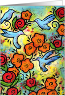 Hummingbirds with Poppies Card