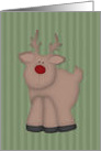 Country Reindeer Primitive Art Christmas card