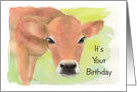 Funny Watercolor Cow Birthday card