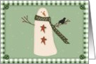 Merry Christmas, Primitive Country Snowman card
