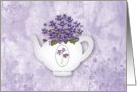 Teapot Filled With Violets Birthday Card