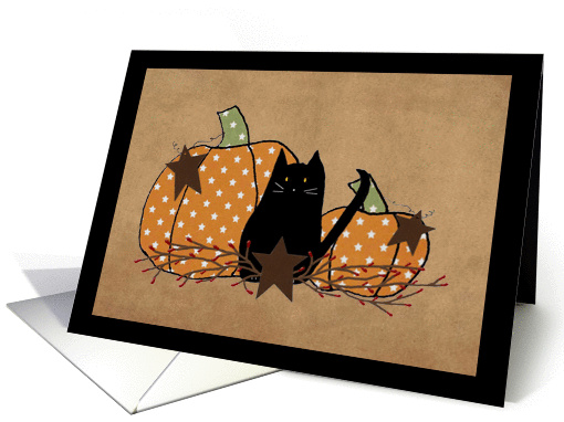 Black Cat And Pumpkins Halloween card (1401700)