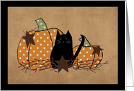 Black Cat And Pumpkins Halloween card