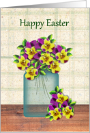 Jar Of Violas Easter card