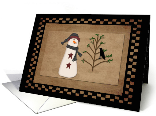 Primitive Country Snowman Christmas card (1487204)