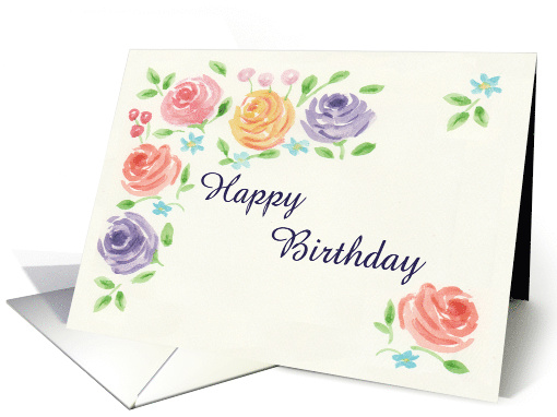 Watercolor Flowers Birthday card (1512168)