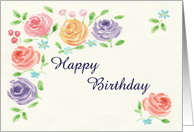 Watercolor Flowers Birthday card