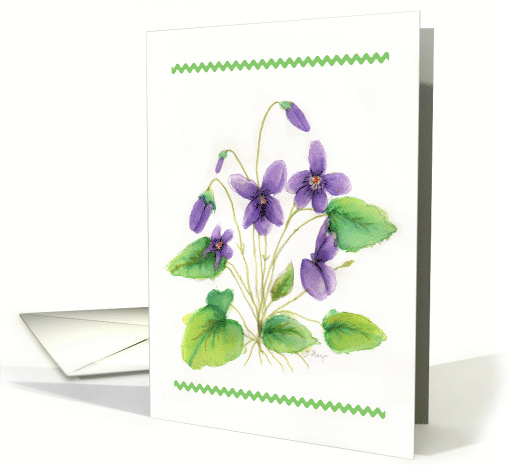 Wild Violets Watercolor Birthday card (1558634)