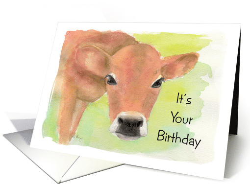 Funny Watercolor Cow Birthday card (1566134)