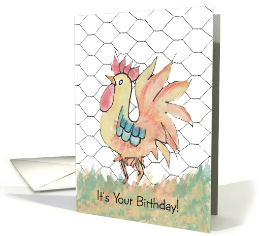 Funny Watercolor Rooster Birthday card (1566138)