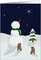 Snowman Christmas Remembrance with Rabbits card