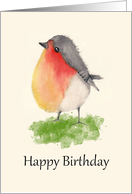 Watercolor Robin Birthday card