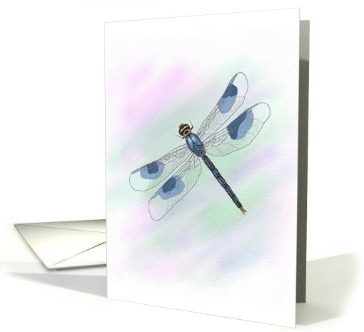 Blue Watercolor Dragonfly Birthday card (285966)