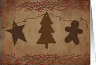 Primitive Ornaments Christmas Card