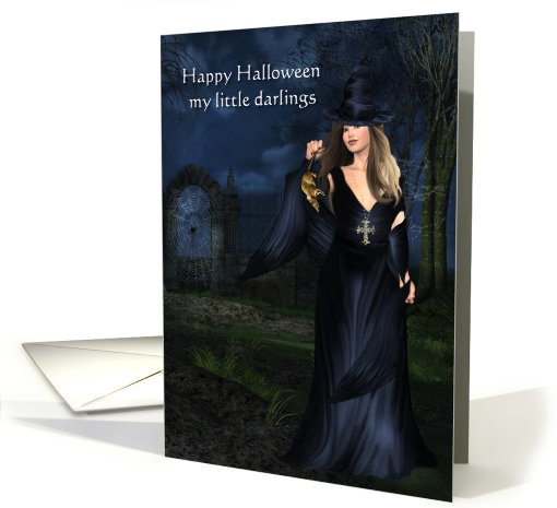 Happy Halloween my little darlings-Halloween, Witch, Rat, card