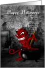 Happy Halloween -Halloween, Cat, Devil, Caldron card