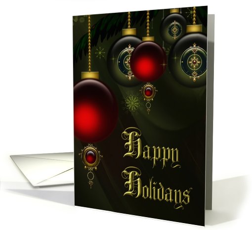 Happy Holidays- Baubles, Ornaments, Christmas, Holiday, card (512944)