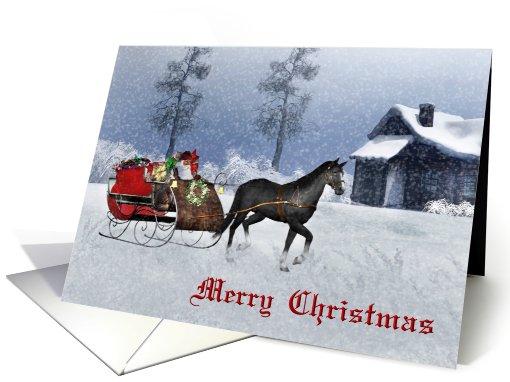 Merry Christmas Santa and Horse Sleigh...-Holiday, Christmas, card