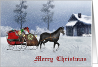 Merry Christmas Santa and Horse Sleigh...-Holiday, Christmas, card