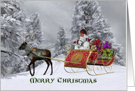 Merry Christmas- Santa, Reindeer, Penguins, Presents, Holiday, Christmas, card