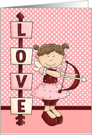 Love me (cupid girl)-Holiday, Valentine’s Day, February 14th card