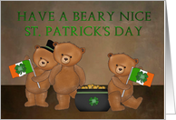 Happy a beary nice St. Patrick’s Day-Bears, Irish Flag, St. Patrick’s Day card