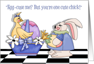 Egg-cuse me, But you’re one cute chick!-Chick, Bunny, Rabbit, Holiday, Easter, card