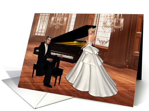 The Songstress and The Piano Man- congratulations,wedding, groom, card