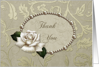 Thank you- Occassion, For the gift, Wedding Gift, Rose, Pearls, Scroll, card