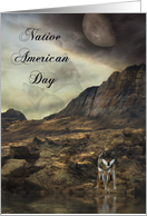 Native American Day, Wolf against Mountains card