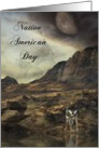 Native American Day, Wolf against Mountains card