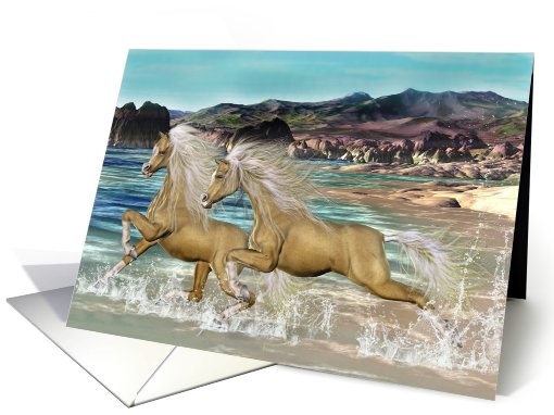 Native American Day, Horses Running Through Water card (659585)