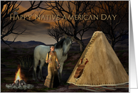 Happy Native American Day, Native American Camp, Tipee, Horse card