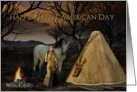 Happy Native American Day, Native American Camp, Tipee, Horse card