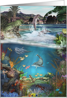 Happy Birthday-Dolphins, Ocean, Anemones, Sealife, Underwater card