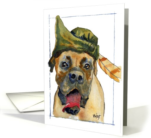 Promotion - Sherwood Boxer Dog with Feather in Hat card (793819)