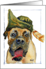 Promotion - Sherwood Boxer Dog with Feather in Hat card