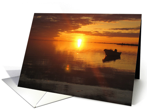 Boating at sunset card (291047)